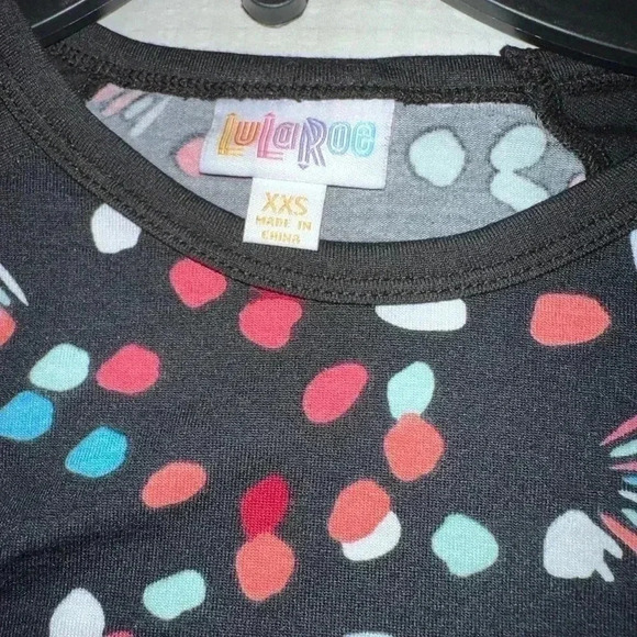 Lularoe Black XXS baseball style Randy T-shirt. NWT . 3/4 sleeve - Picture 3 of 7